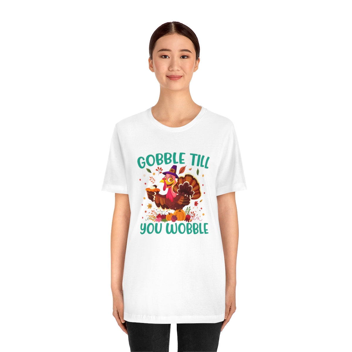 Gobble Til You Wobble Cute Thanksgiving Tshirt Design | Thanksgiving TShirt | Thanksgiving T-Shirt | Thanksgiving Teeshirt Design on Unisex Jersey Short Sleeve Tee