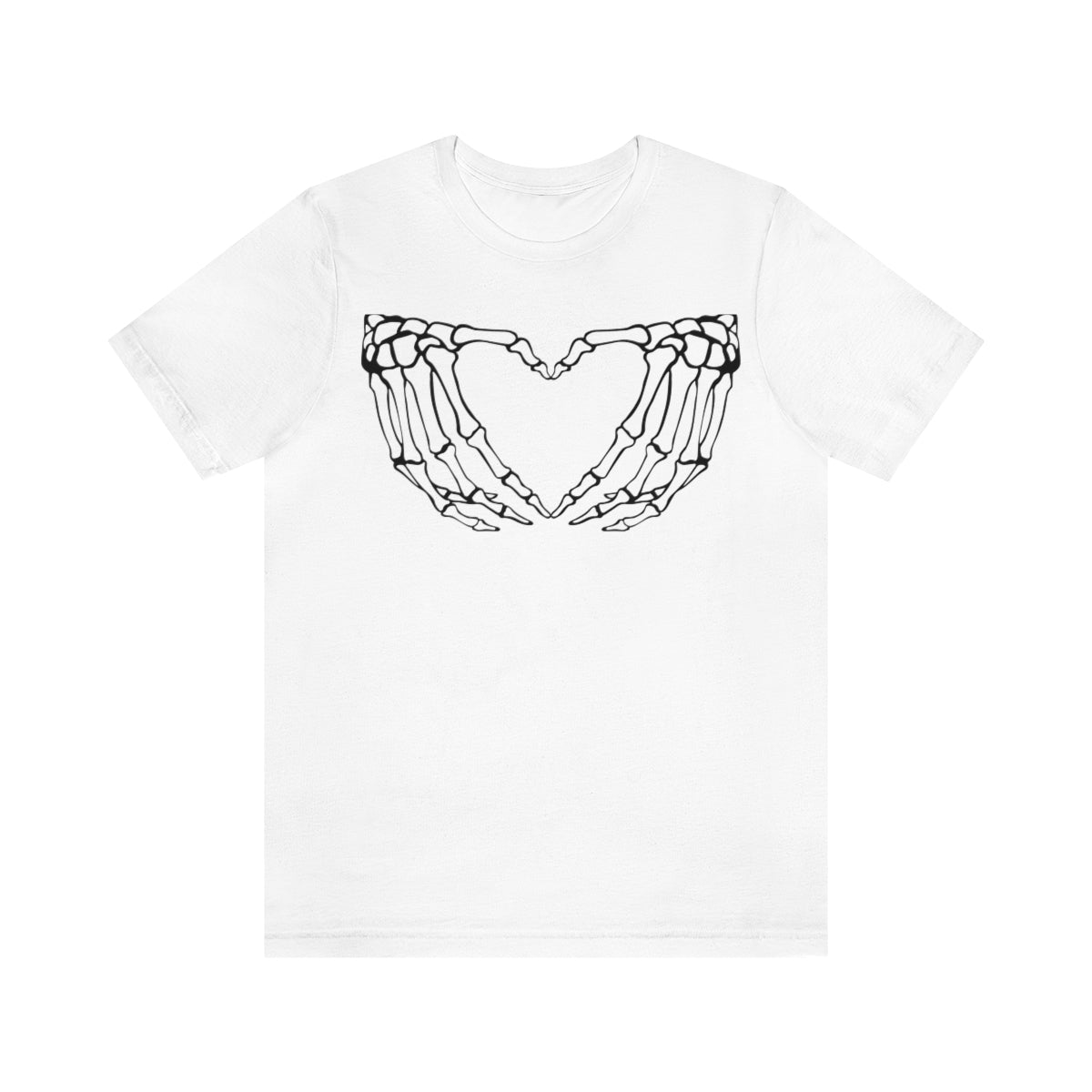 Skeleton Heart Hands TShirt, Funny Shirt, Halloween Lover Gift on Unisex Jersey Short Sleeve Tee