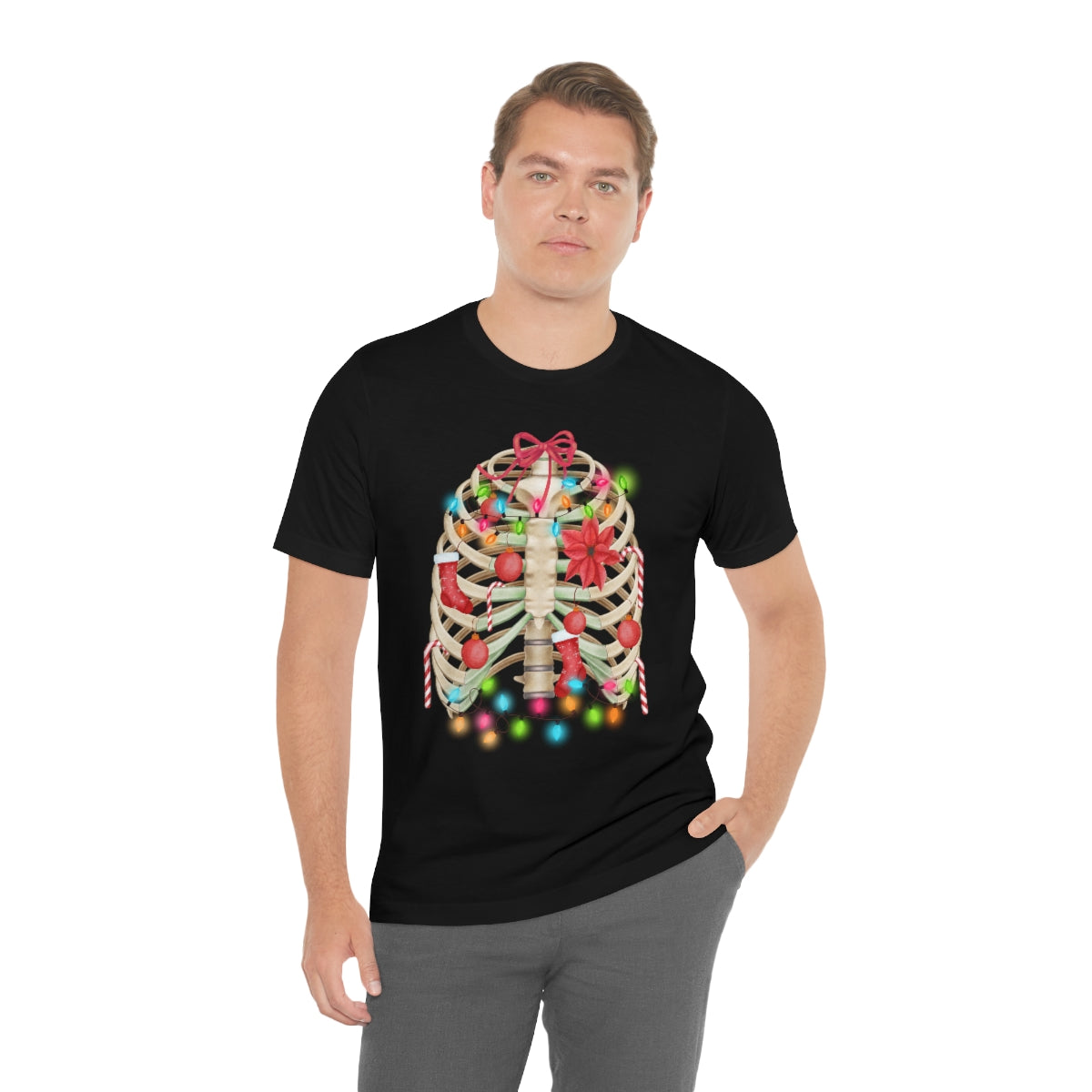 Skeleton Ribcage with Christmas Lights Tshirt