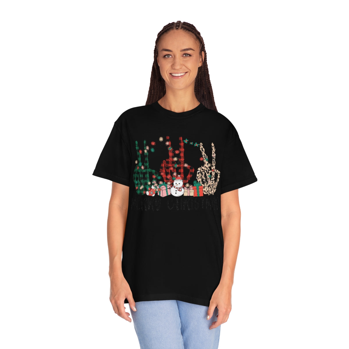 Triple Peace Sign Skeleton Merry Christmas Holiday Tshirt