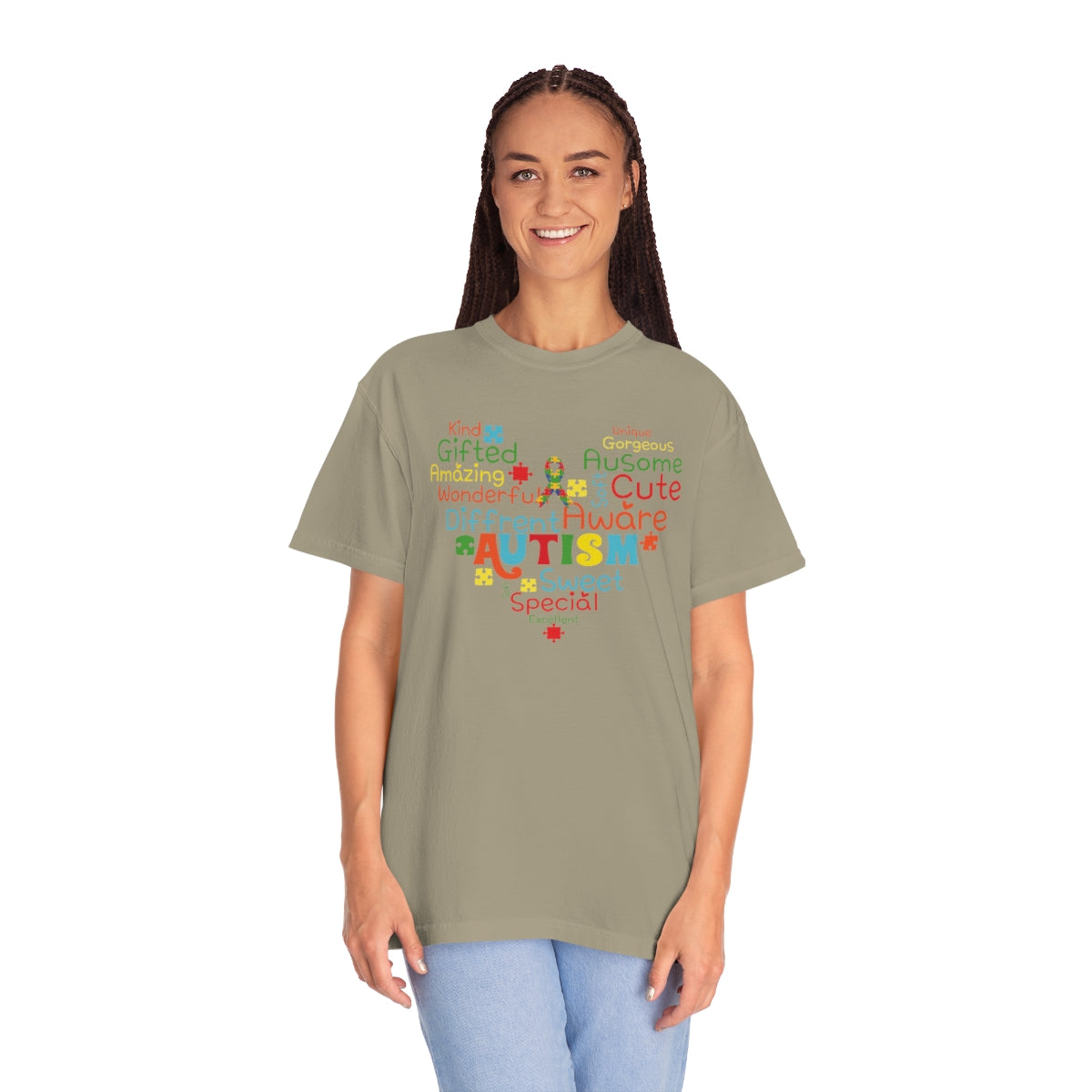 Cute Heart with Encouraging Words Autism Awareness Tshirt