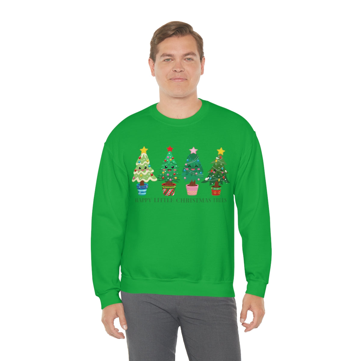 Happy Little Christmas Trees Xmas Holiday Sweatshirt