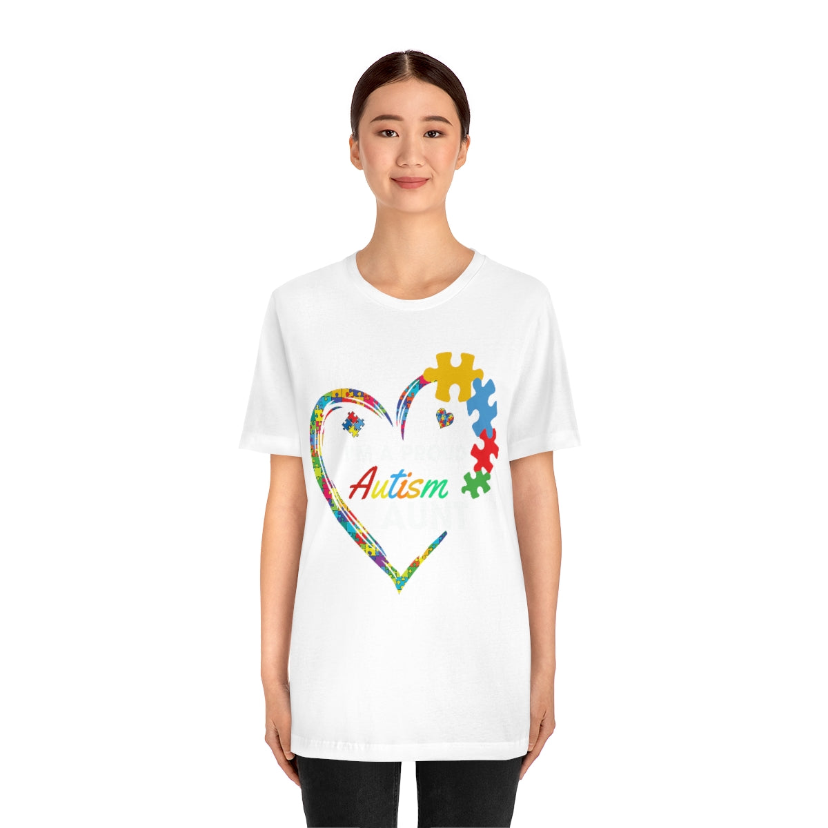 Proud Autism Aunt Heart Puzzle Pieces Tshirt