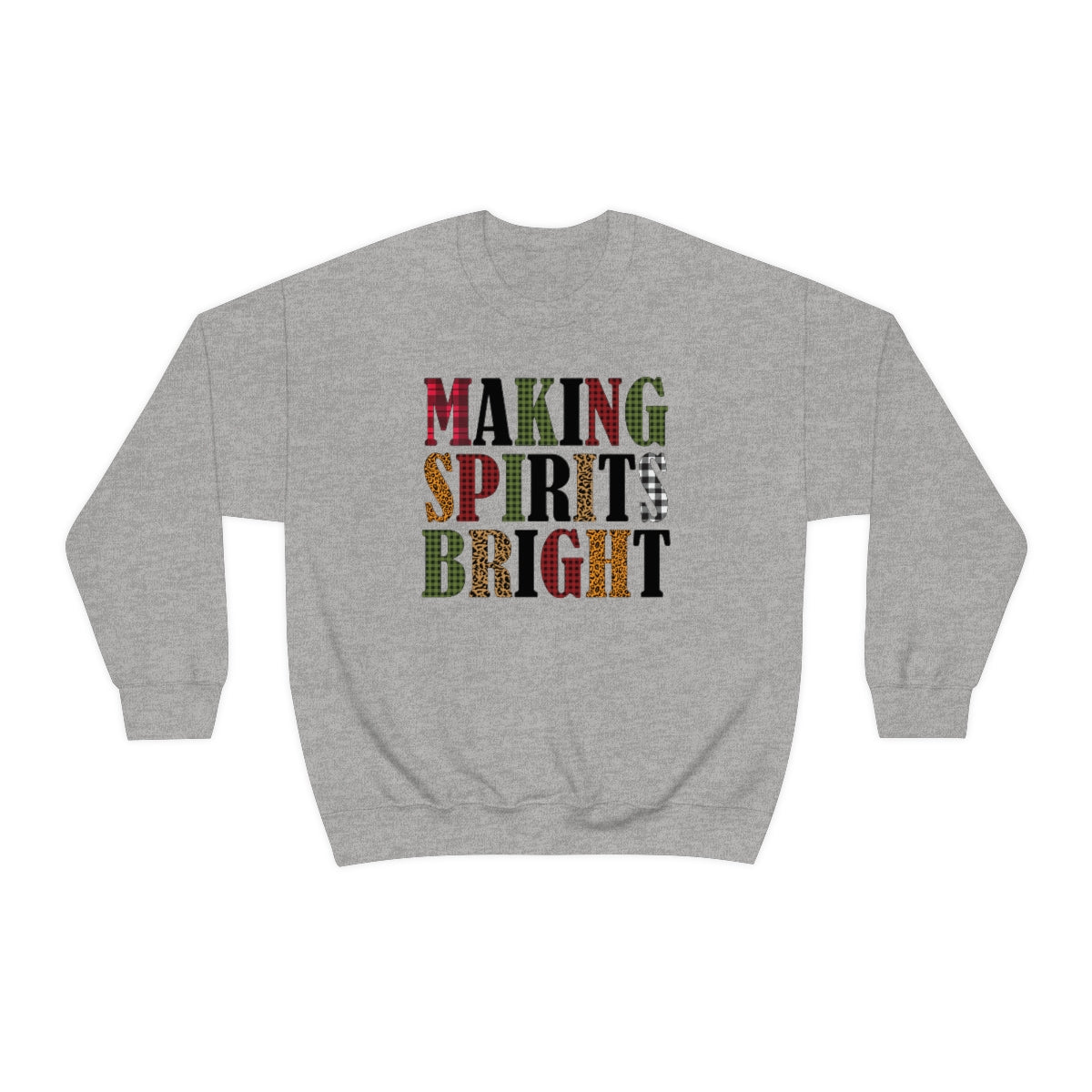 Making Spirits Bright Plaid Lettering Christmas Sweatshirt