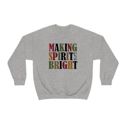 Making Spirits Bright Plaid Lettering Christmas Sweatshirt