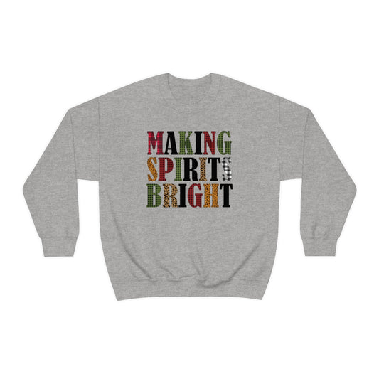 Making Spirits Bright Plaid Lettering Christmas Sweatshirt