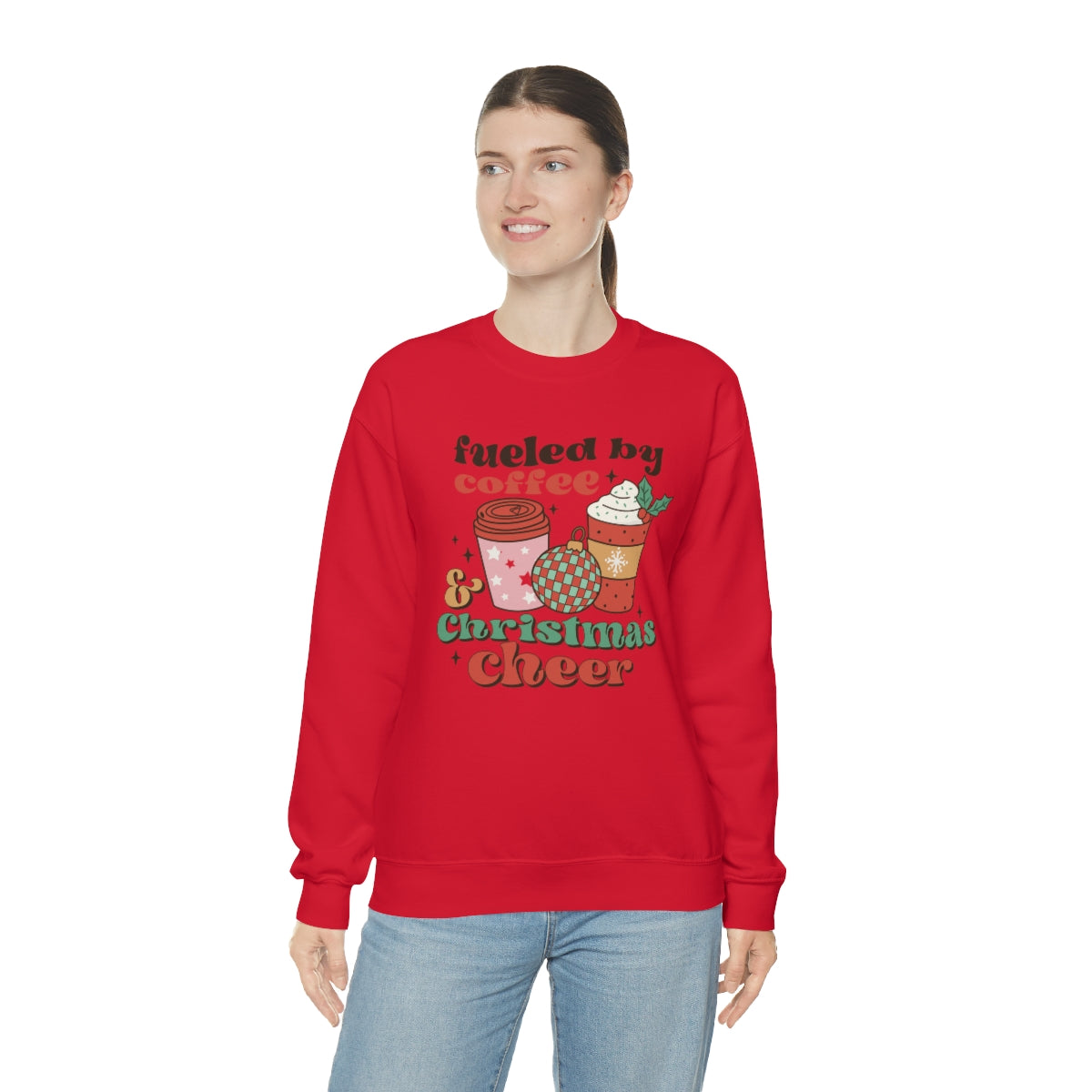 Fueled by Coffee and Christmas Cheer Xmas Holiday Sweatshirt