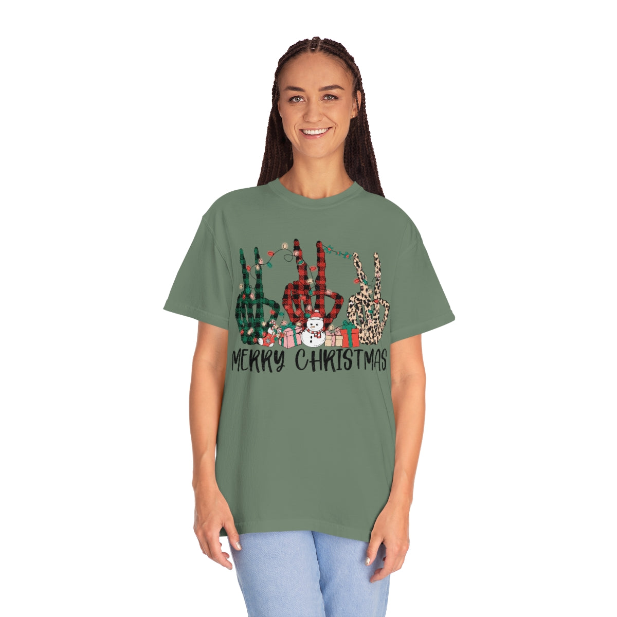 Triple Peace Sign Skeleton Merry Christmas Holiday Tshirt