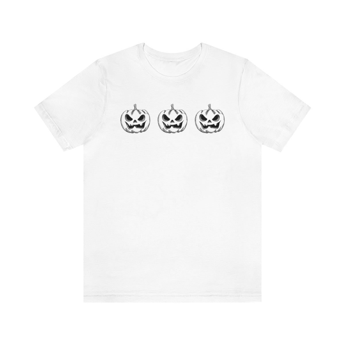 Three Pumpkin Happy Halloween, Pumpkin Tshirt, Funny TShirt Design on Unisex Jersey Short Sleeve Tee