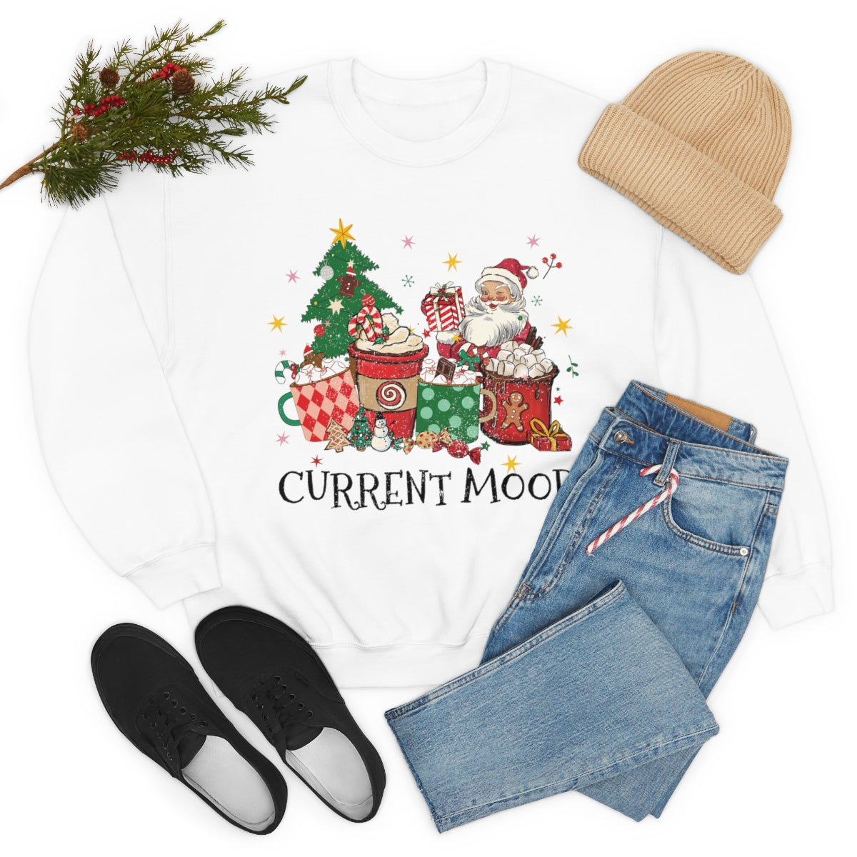 Current Mood Vintage Santa with Presents Christmas Sweatshirt