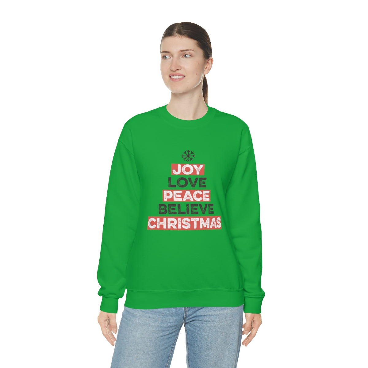 Joy Peace Believe Christmas Snowflake Xmas Holiday Sweatshirt