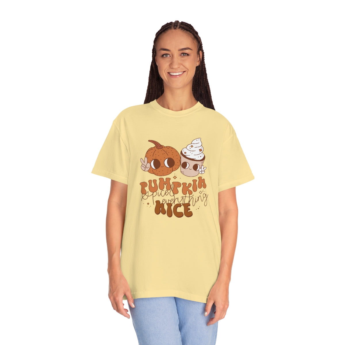 Pumpkin Spice Everything Cute Coffee & Pumpkin Halloween Design, Halloween Tshirt, Funny Tshirt Design on Unisex Garment-Dyed T-shirt