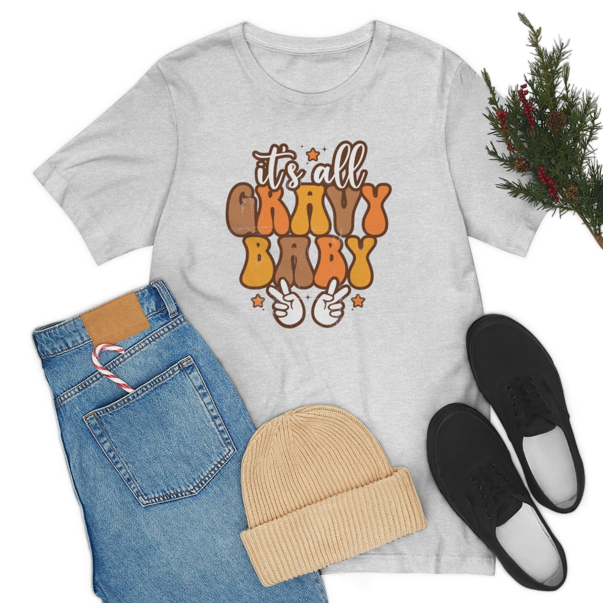 It's All Gravy Baby Thanksgiving Teeshirt on Unisex Jersey Short Sleeve Tee