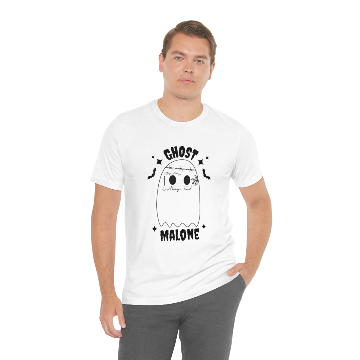 Ghost Malone Cool Halloween Tshirt, Funny Halloween T-Shirt Design on Unisex Jersey Short Sleeve Tee