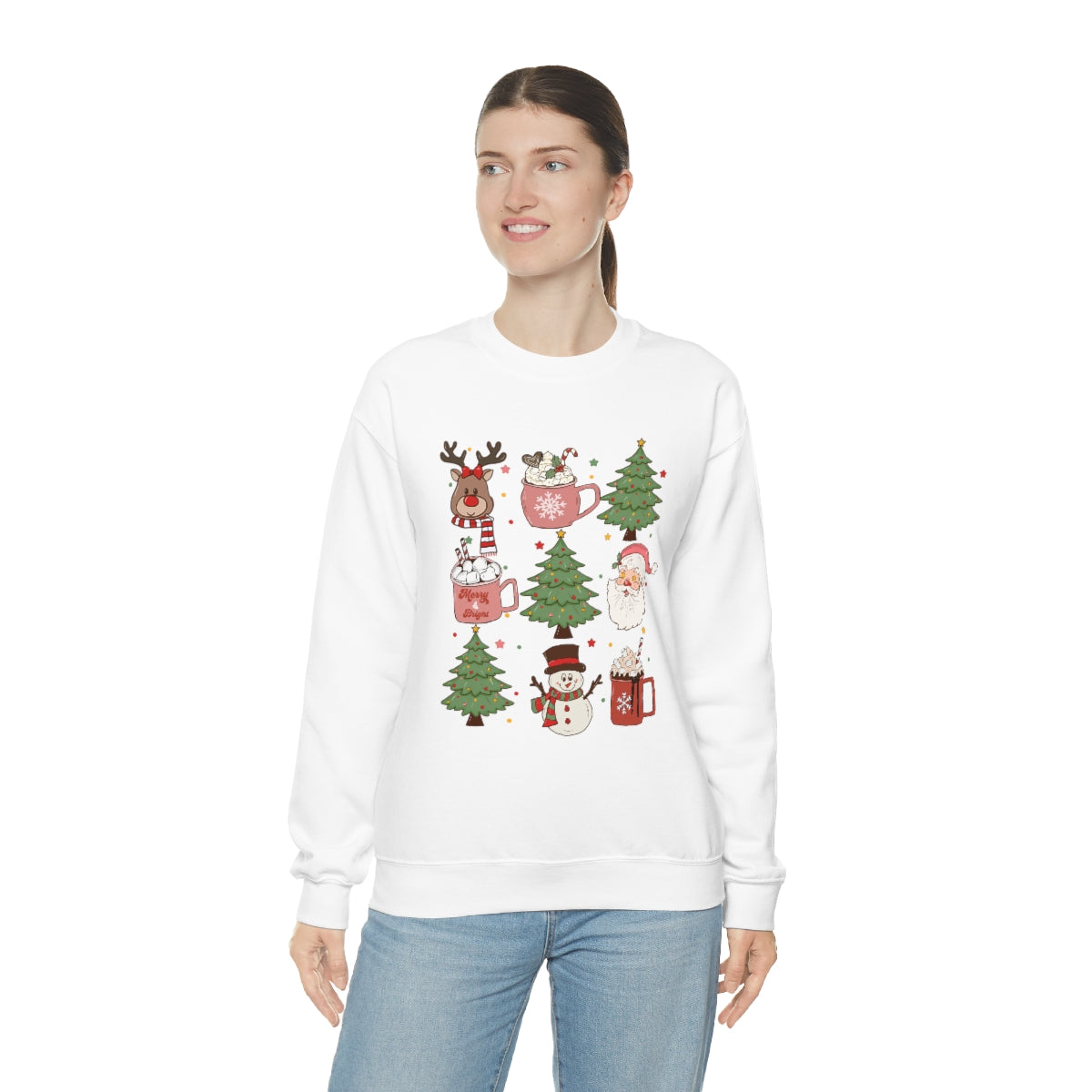 Cute Snowman Santa Reindeer Christmas Xmas Holiday Sweatshirt