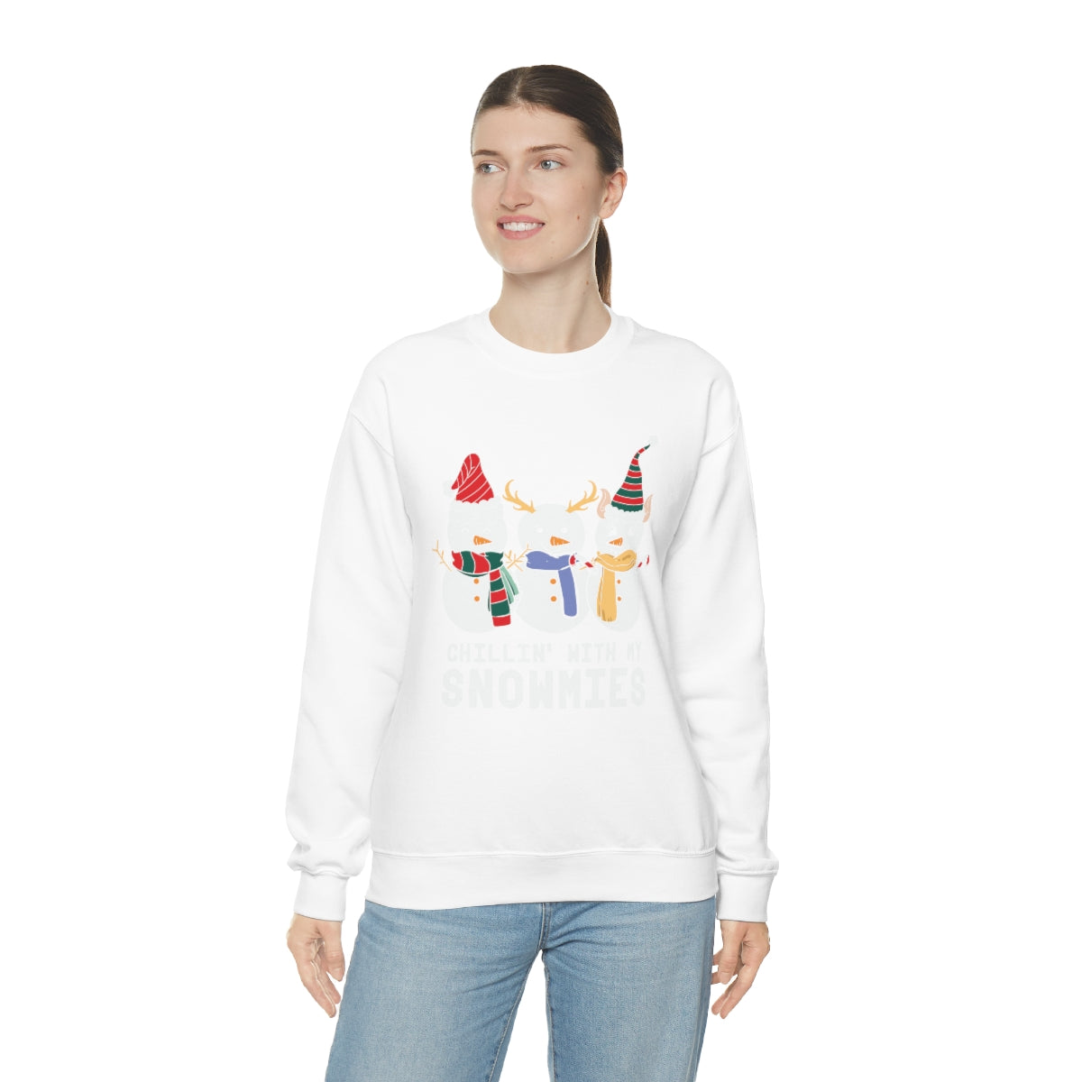 Chillin With My Snowmies Cute Snowman Christmas Sweatshirt