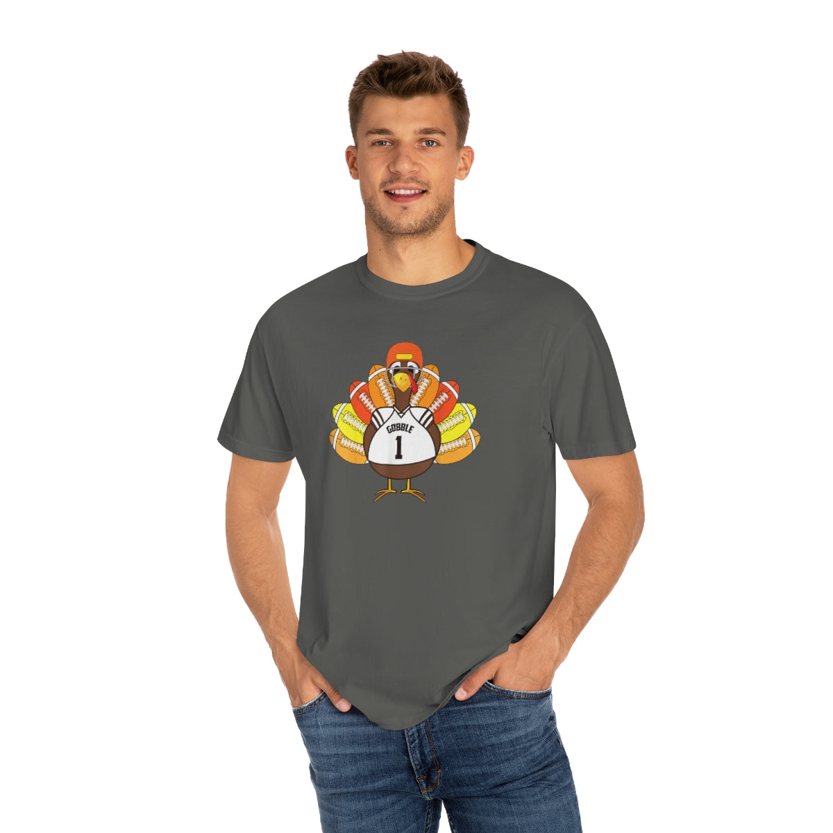 Gobble Turkey Football Thanksgiving Dinner Themed TShirt