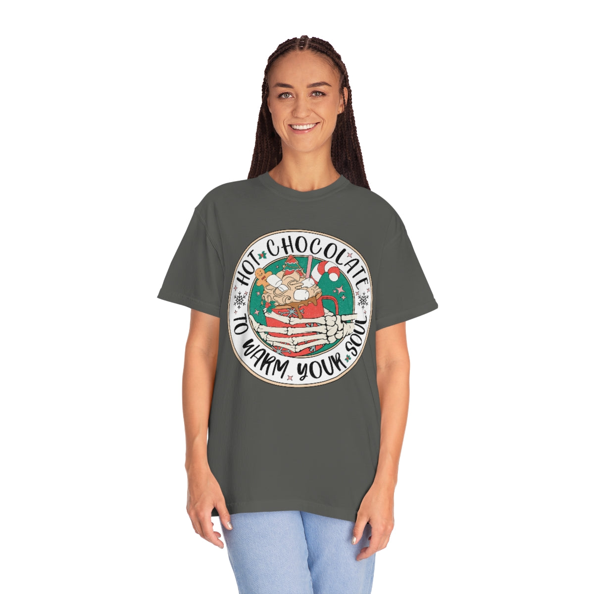 Hot Chocolate to Warm Your Soul Christmas Skeleton Tshirt