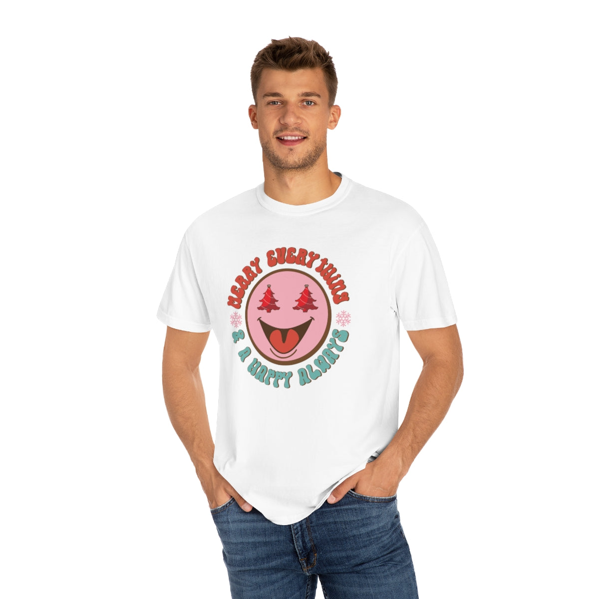 Merry Everything Happy Always Happy Face Retro Christmas Tshirt