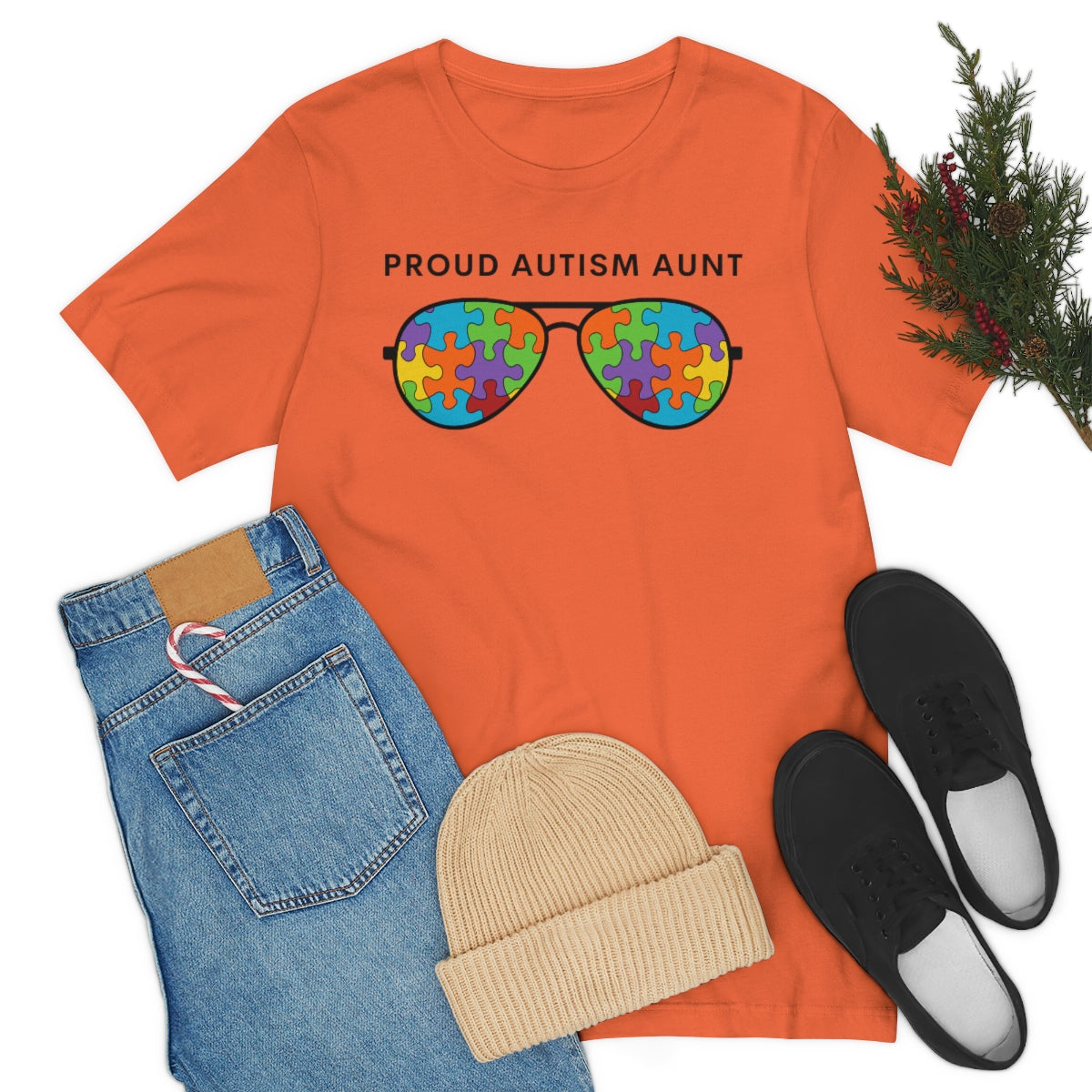 Proud Autism Aunt Sunglasses Tshirt