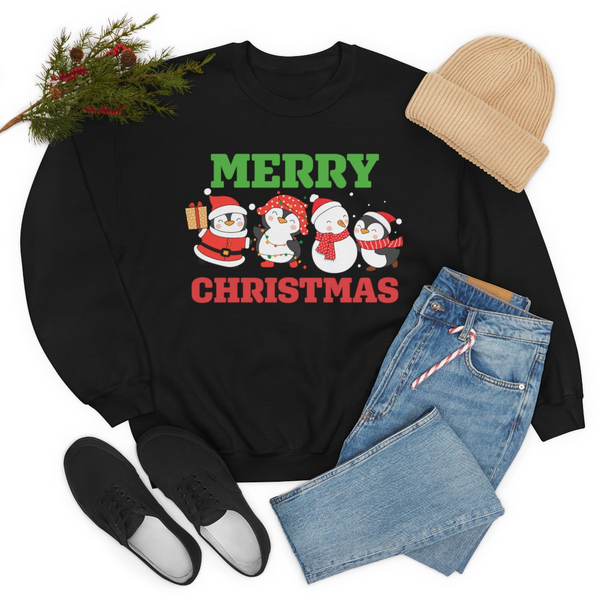 Merry Christmas Cute Penguins Xmas Holiday Sweatshirt