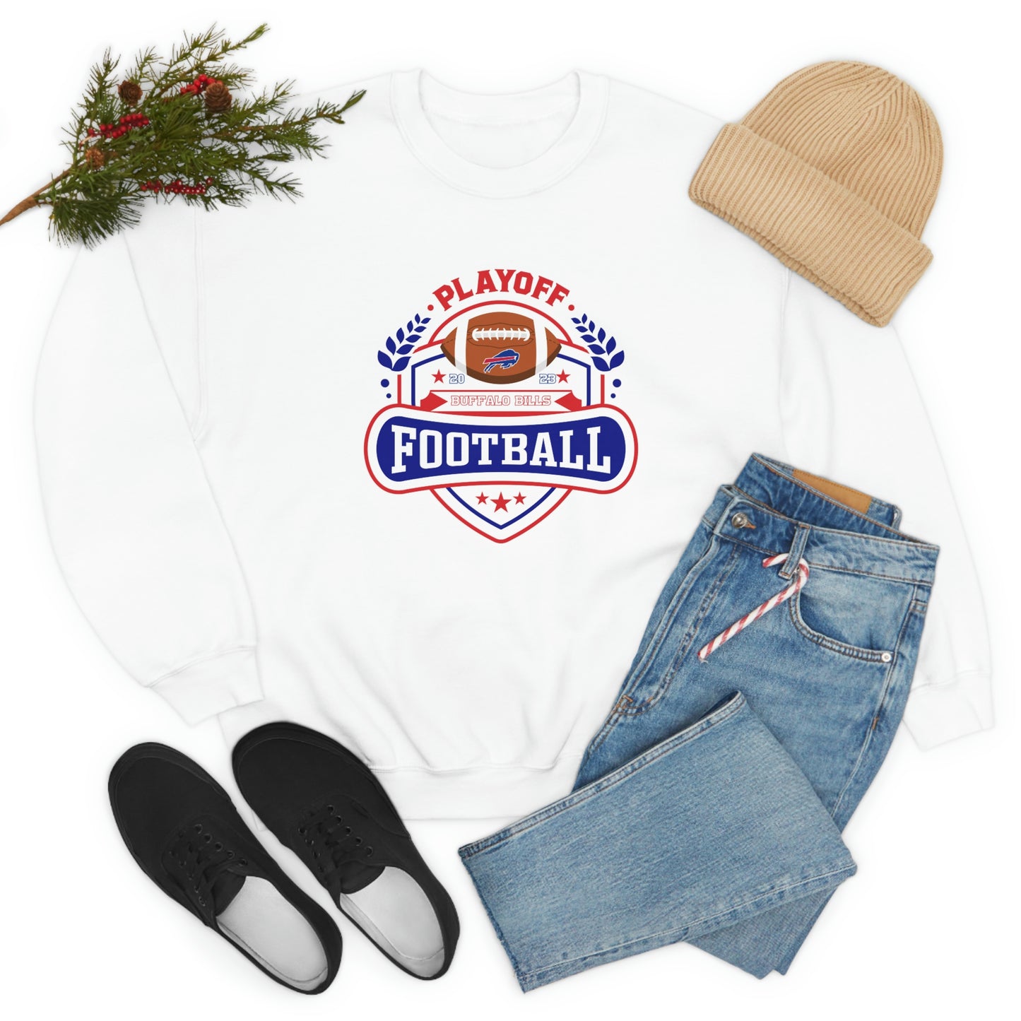 2023 Bufalo Football Playoffs Buffalo Bills Logo Crewneck Sweatshirt