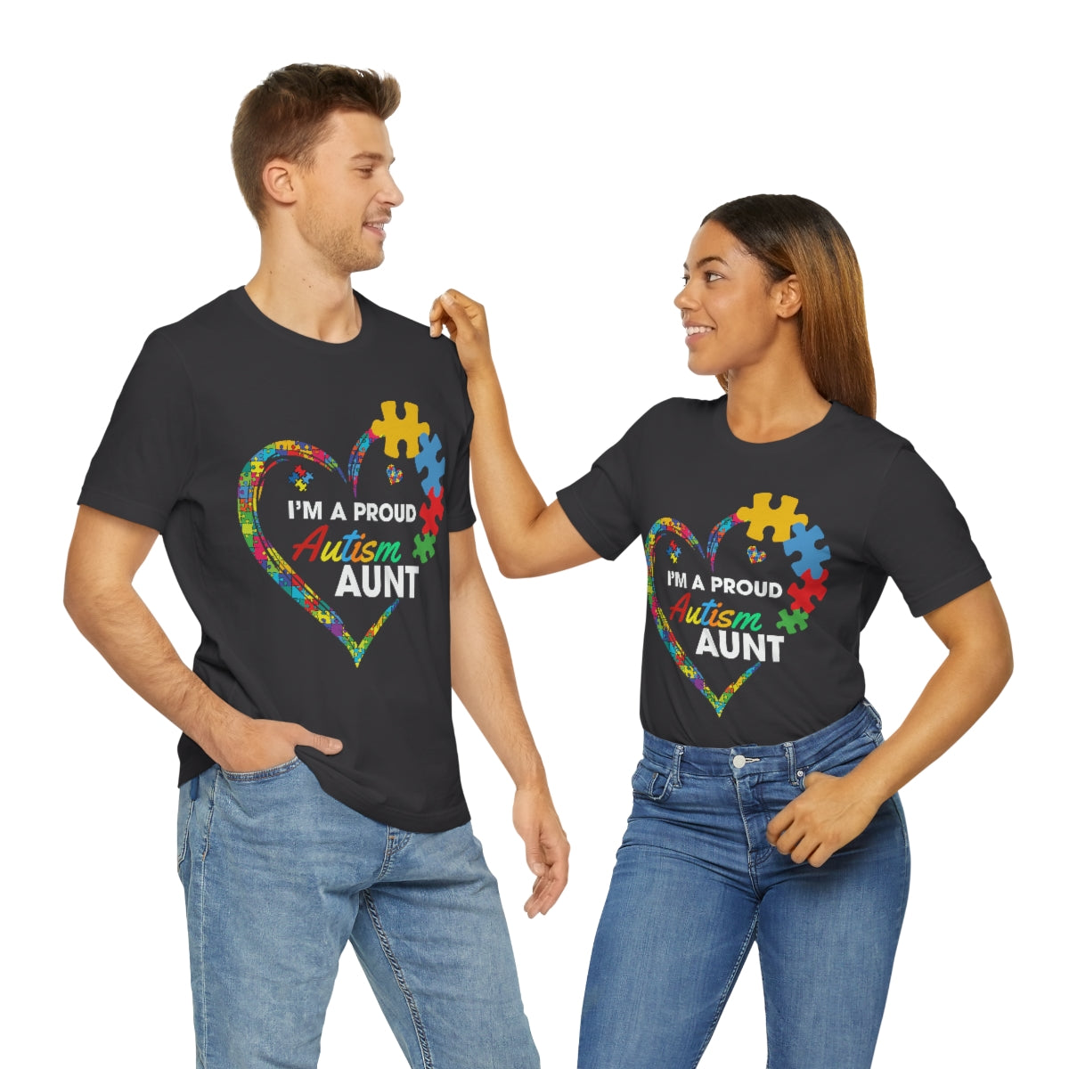 Proud Autism Aunt Heart Puzzle Pieces Tshirt