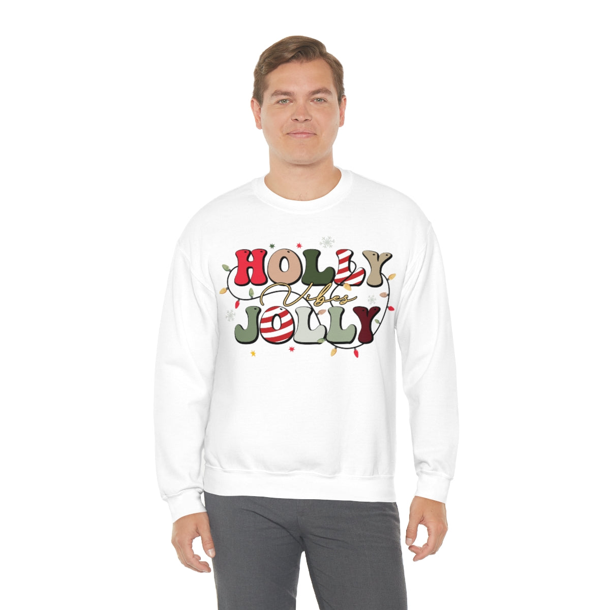 Holly Jolly Vibes with Lights Christmas Sweatshirt