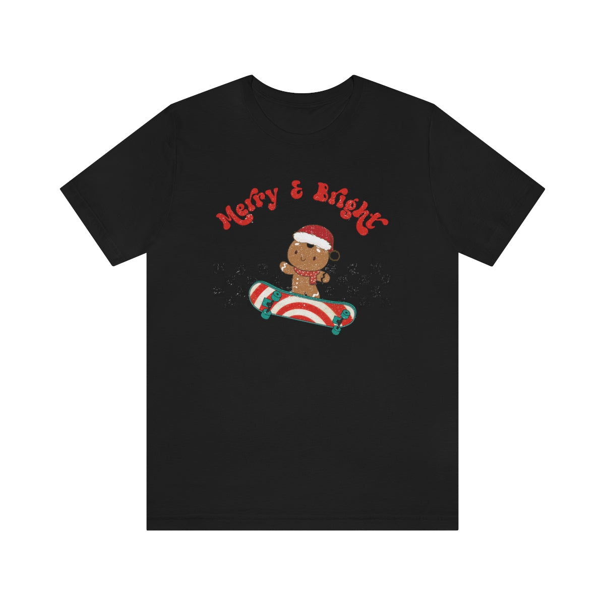 Merry & Bright Skating Gingerbread Christmas Tshirt