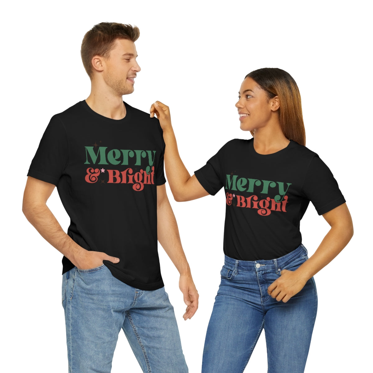 Retro Merry & Bright Vintage Style Christmas Xmas Holiday Tshirt