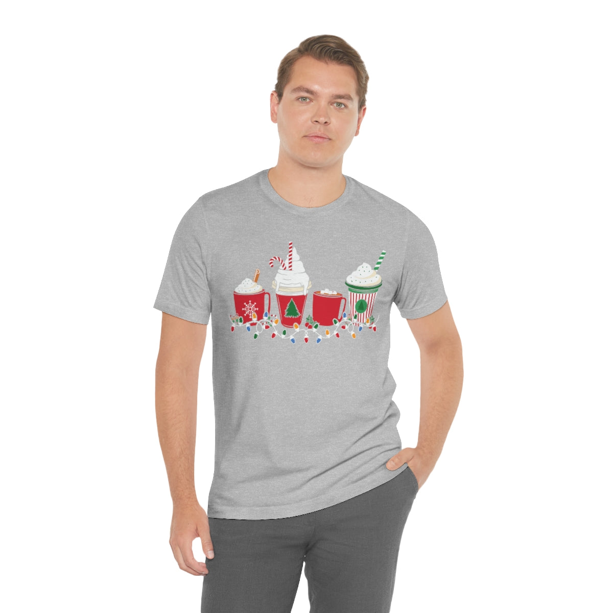 Starbucks Themed Peppermint Coffee Cups Christmas Holiday Tshirt