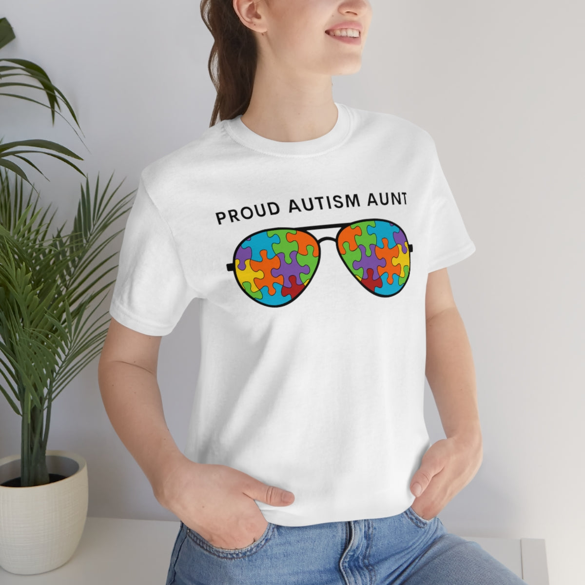 Proud Autism Aunt Sunglasses Tshirt