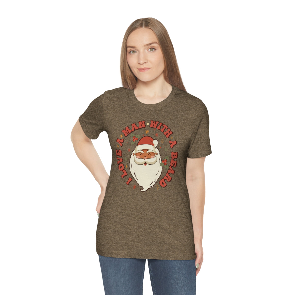 I Love a Man With A Beard Santa Christmas Tshirt