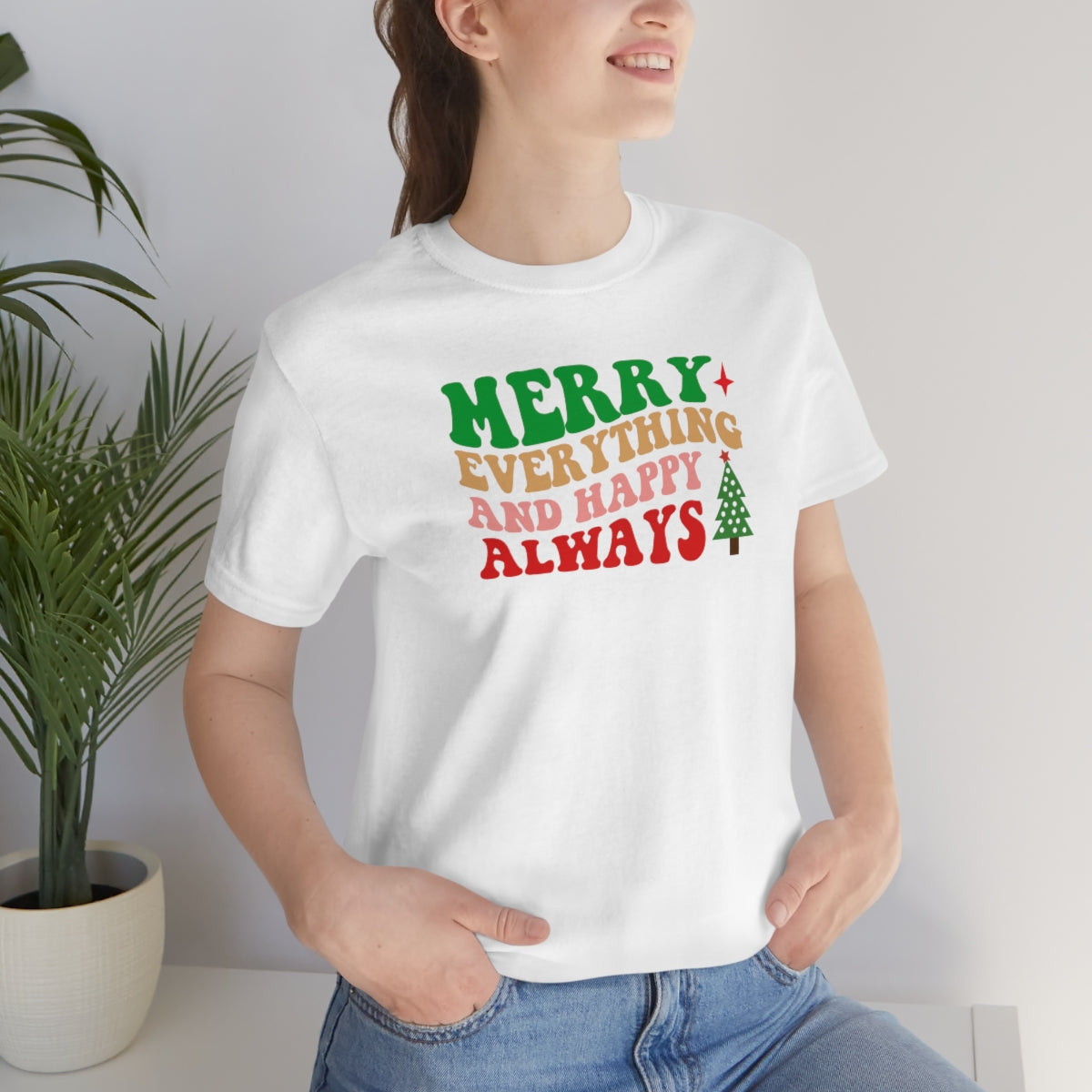 Merry Everything Retro Lettering Christmas Tshirt