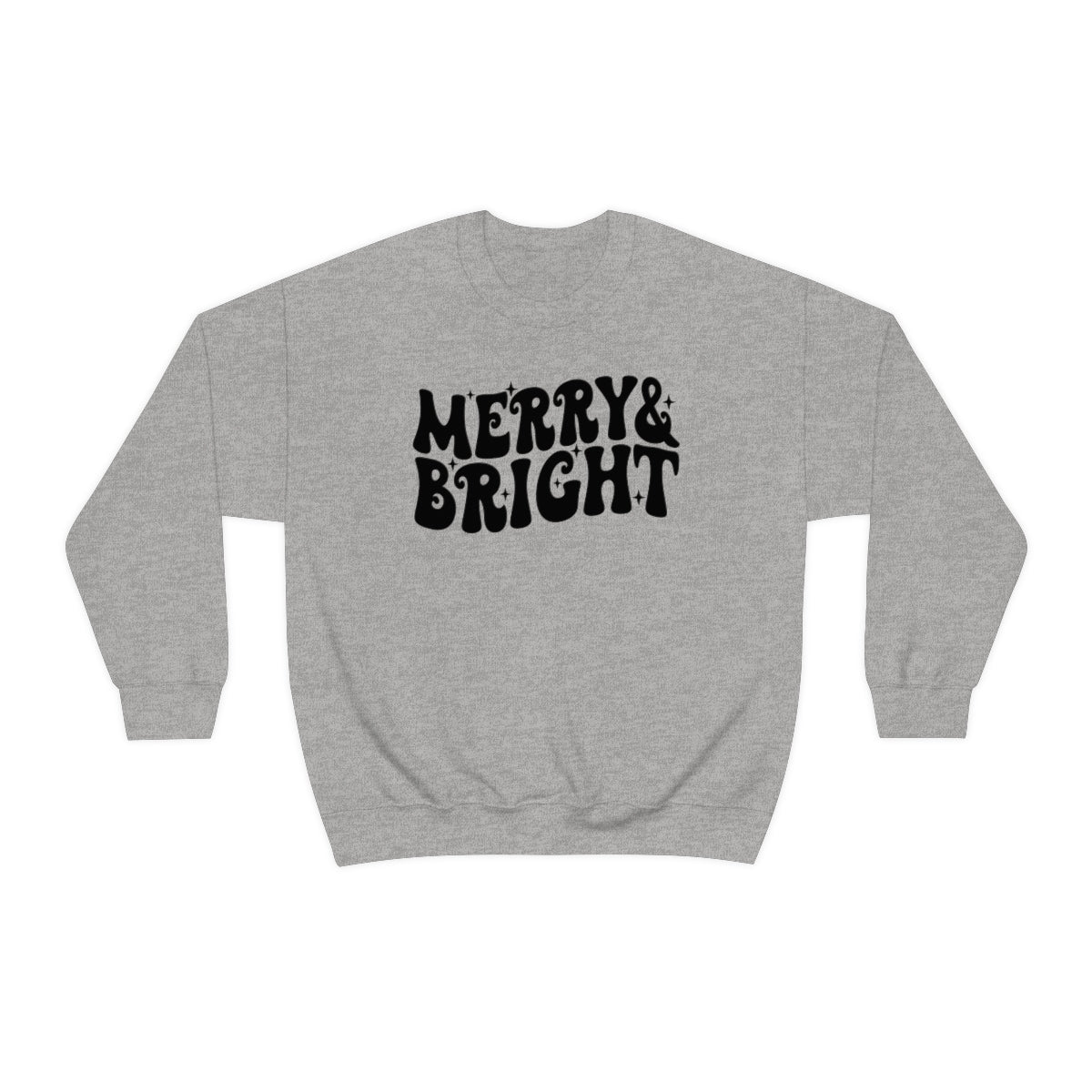 Merry and Bright Retro Lettering Design on Unisex Heavy Blend™ Crewneck Sweatshirt