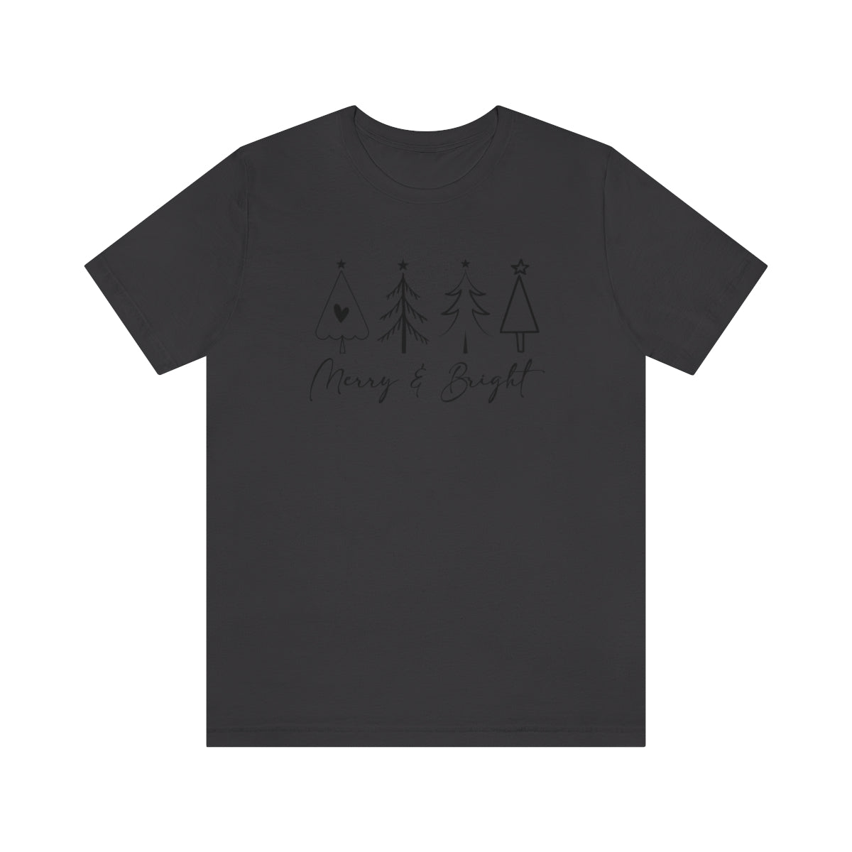 Merry & Bright Delicate Style Lettering Christmas Cute Xmas Holiday Tshirt