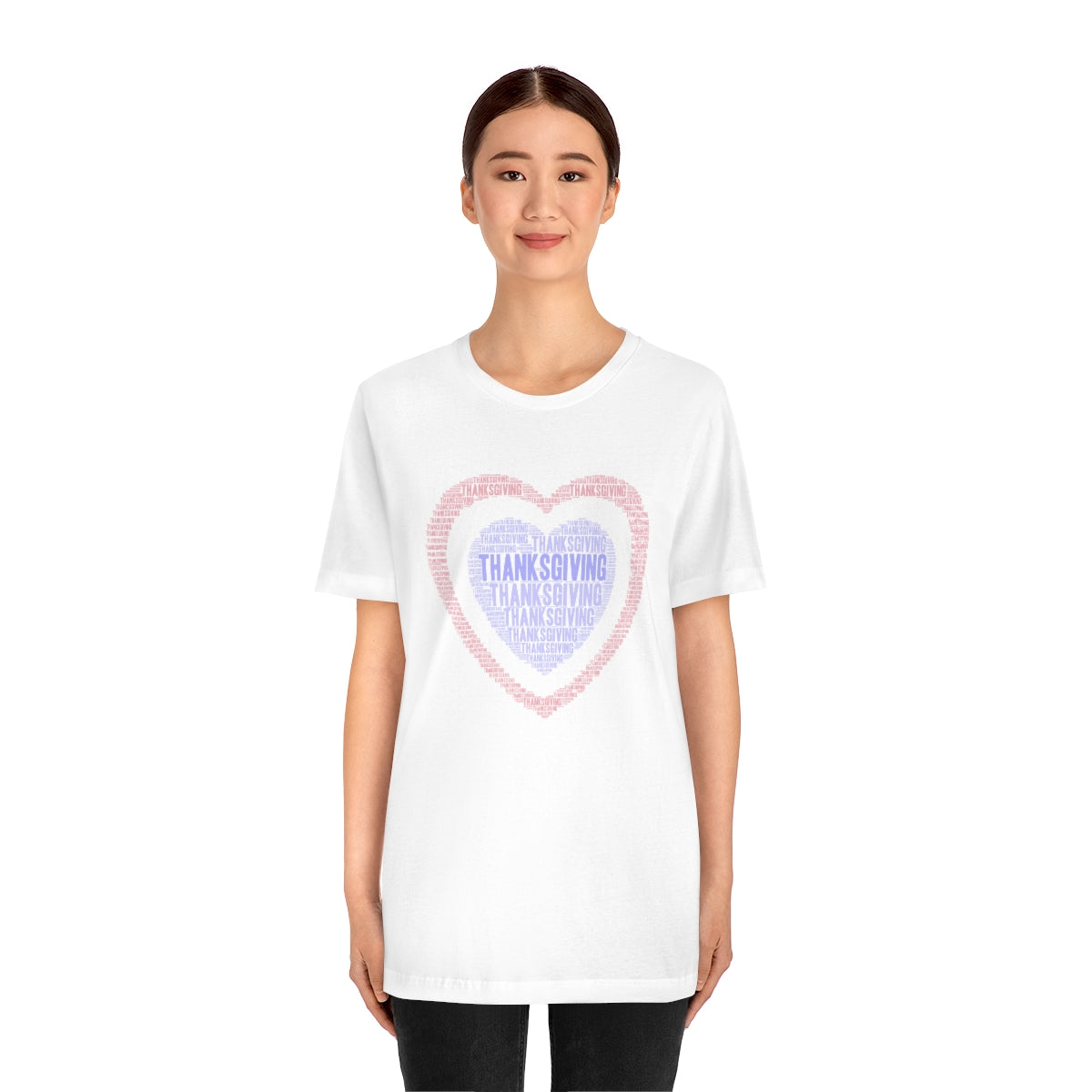 Cute Heart Thanksgiving Tshirt Design | Thanksgiving TShirt | Thanksgiving T-Shirt | Thanksgiving Teeshirt Design on Unisex Jersey Short Sleeve Tee