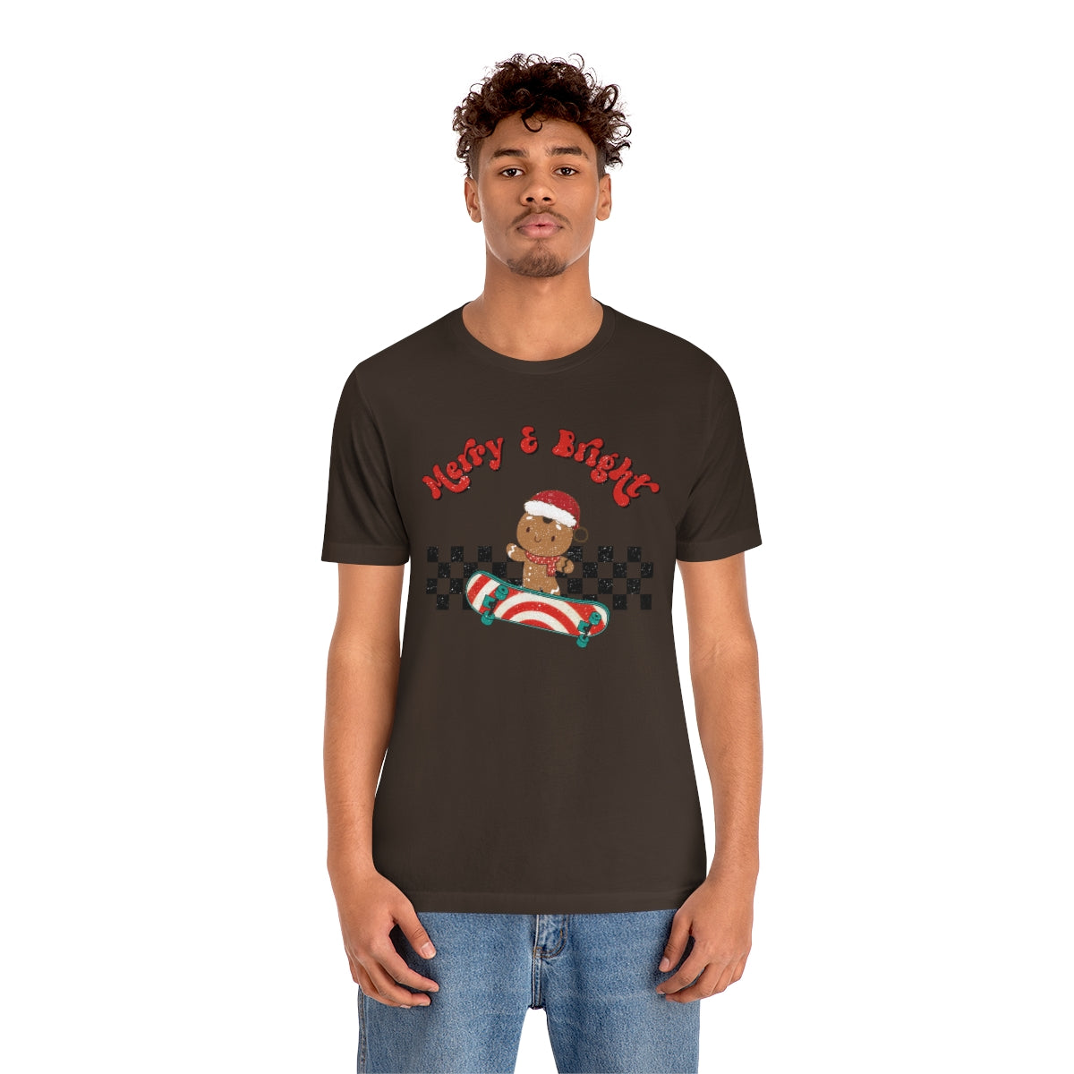 Merry & Bright Skating Gingerbread Christmas Tshirt