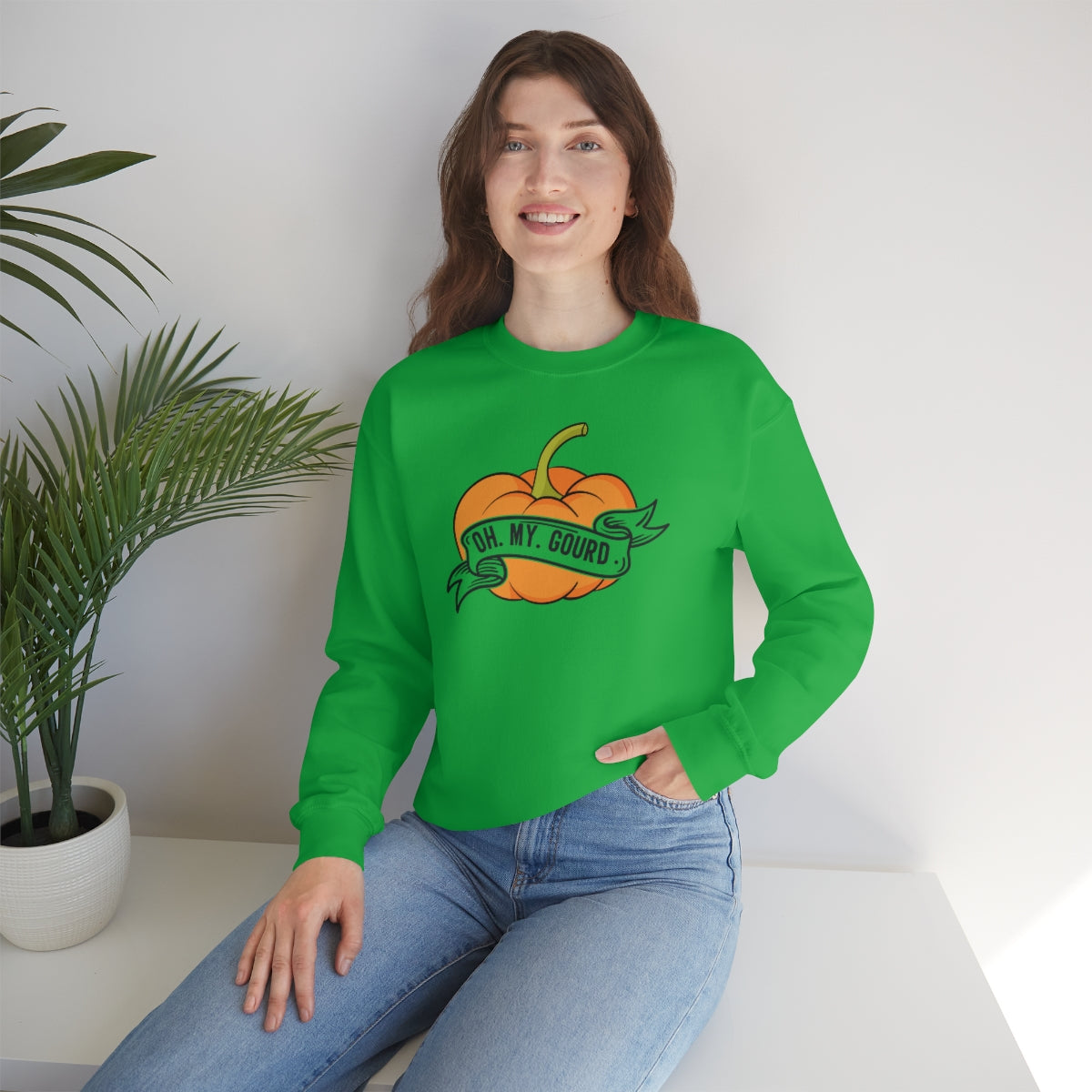 Oh My Gourd! Thanksgiving Pumpkin Sweatshirt Design on Unisex Heavy Blend™ Crewneck Sweatshirt