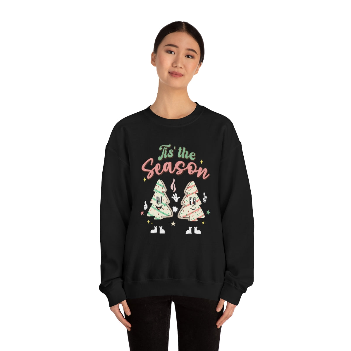 Tis the Season Cute Retro Vintage Tree & Treat Christmas Sweatshirt