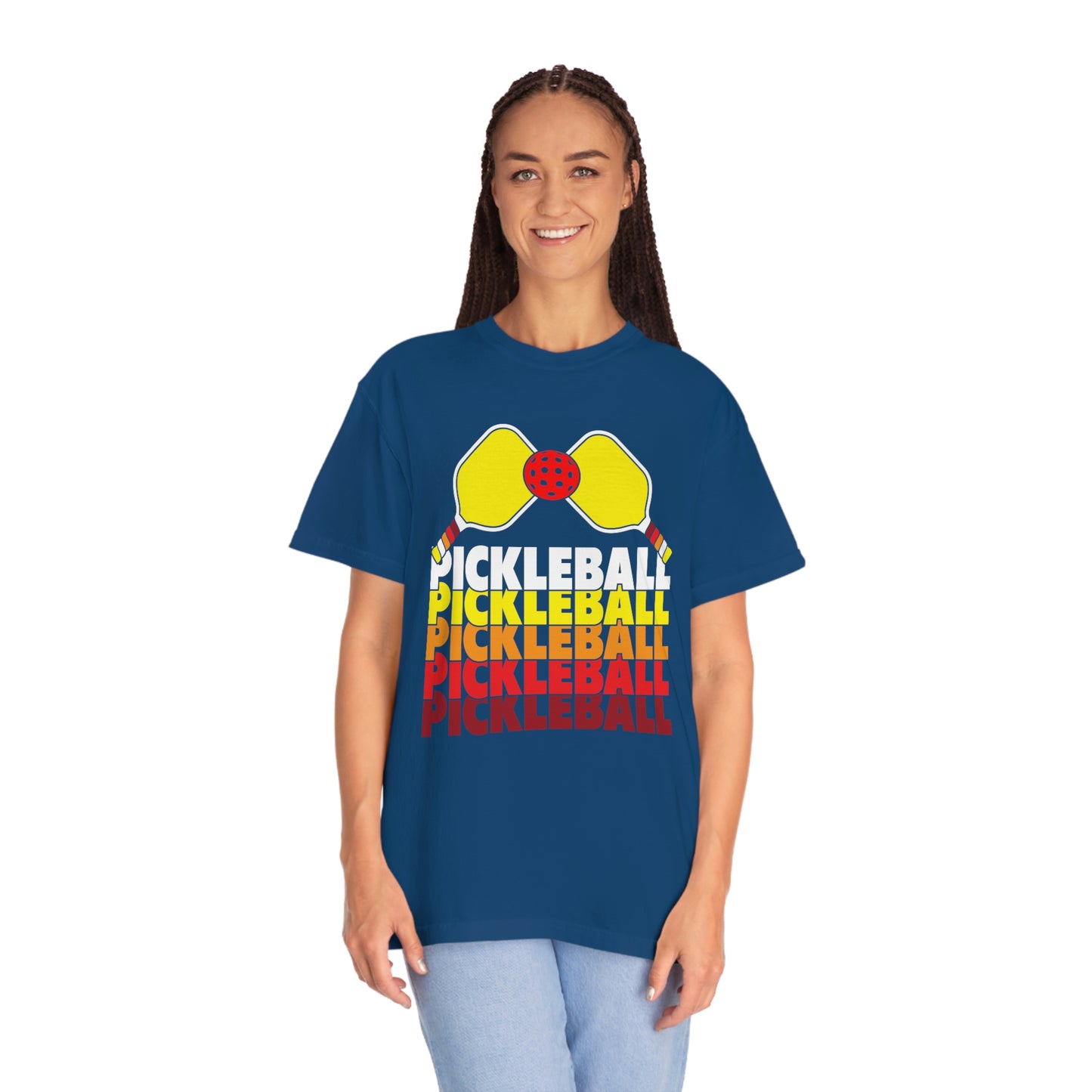 Pickleball Rackets Cool Yellow Retro Design Tshirt