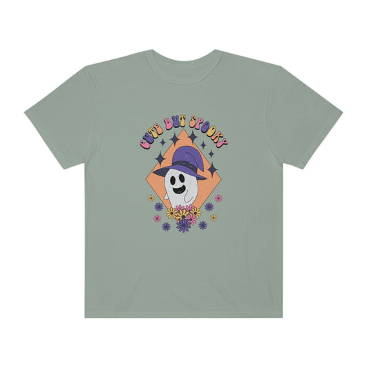 Cute but Spooky Cute Retro Halloween Teeshirt Design on Unisex Garment-Dyed T-shirt