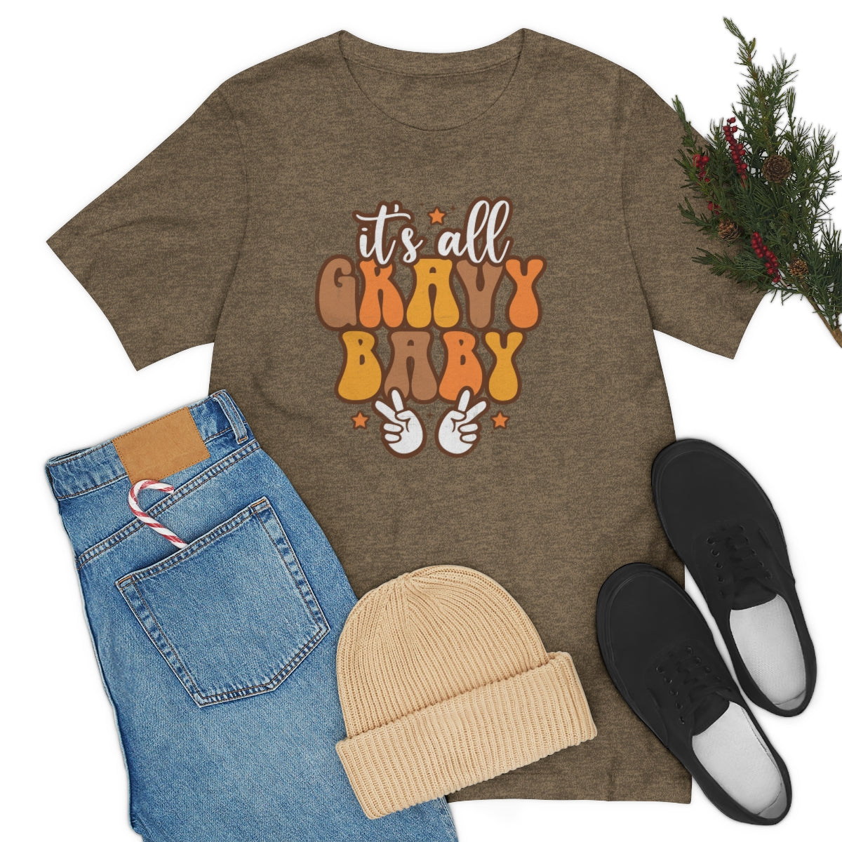 It's All Gravy Baby Thanksgiving Teeshirt on Unisex Jersey Short Sleeve Tee