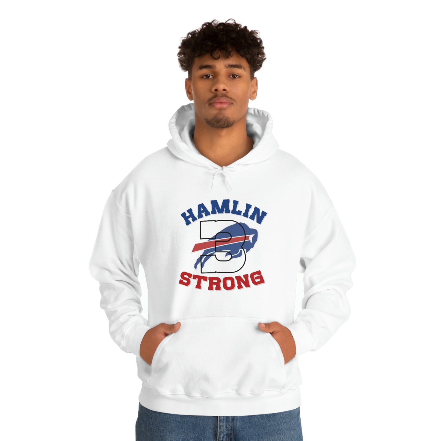 Hamlin Strong #3 Damar Hamlin Support Buffalo Bills Logo Hooded Sweatshirt