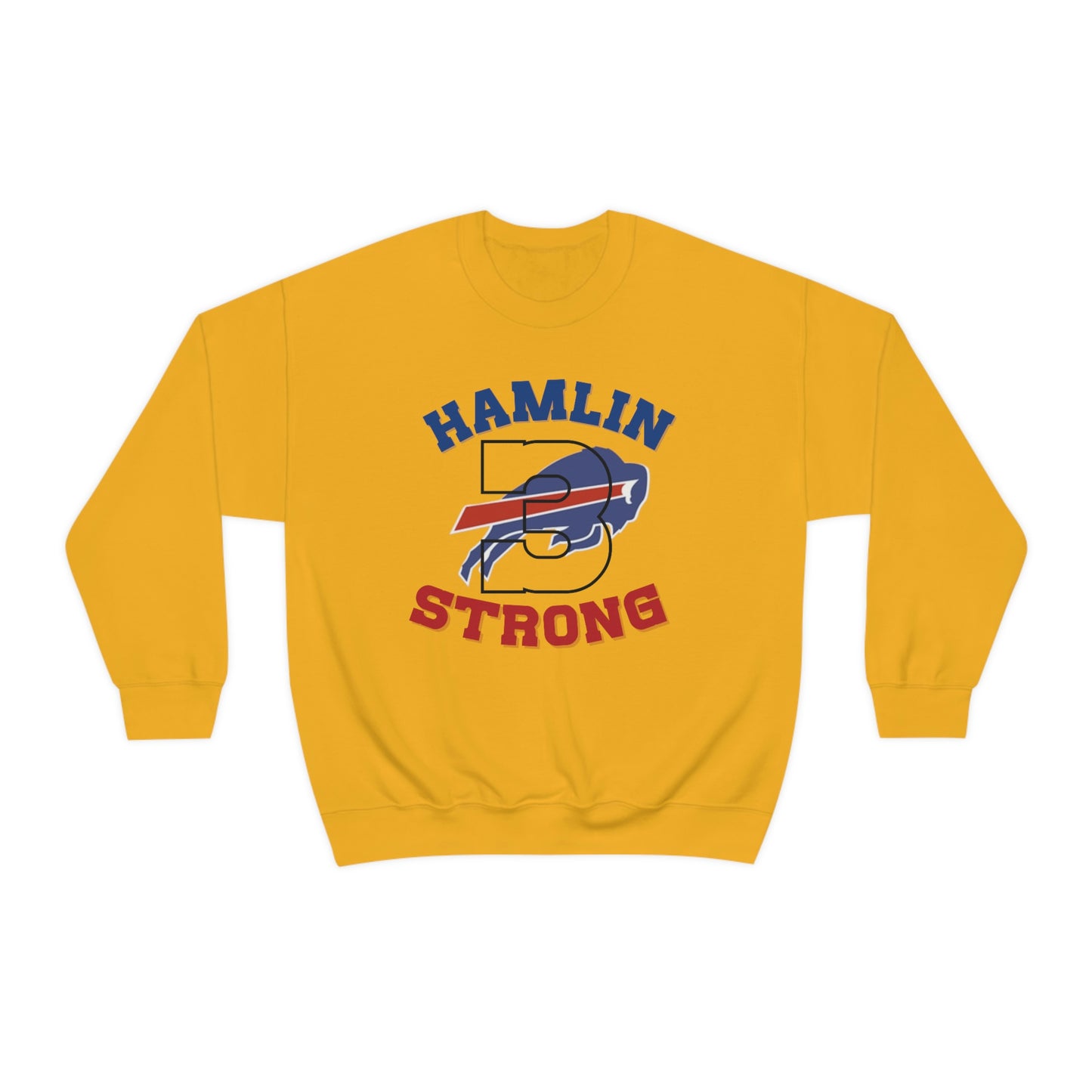 Hamlin Strong #3 Damar Hamlin Buffalo Bills Logo Crewneck Sweatshirt