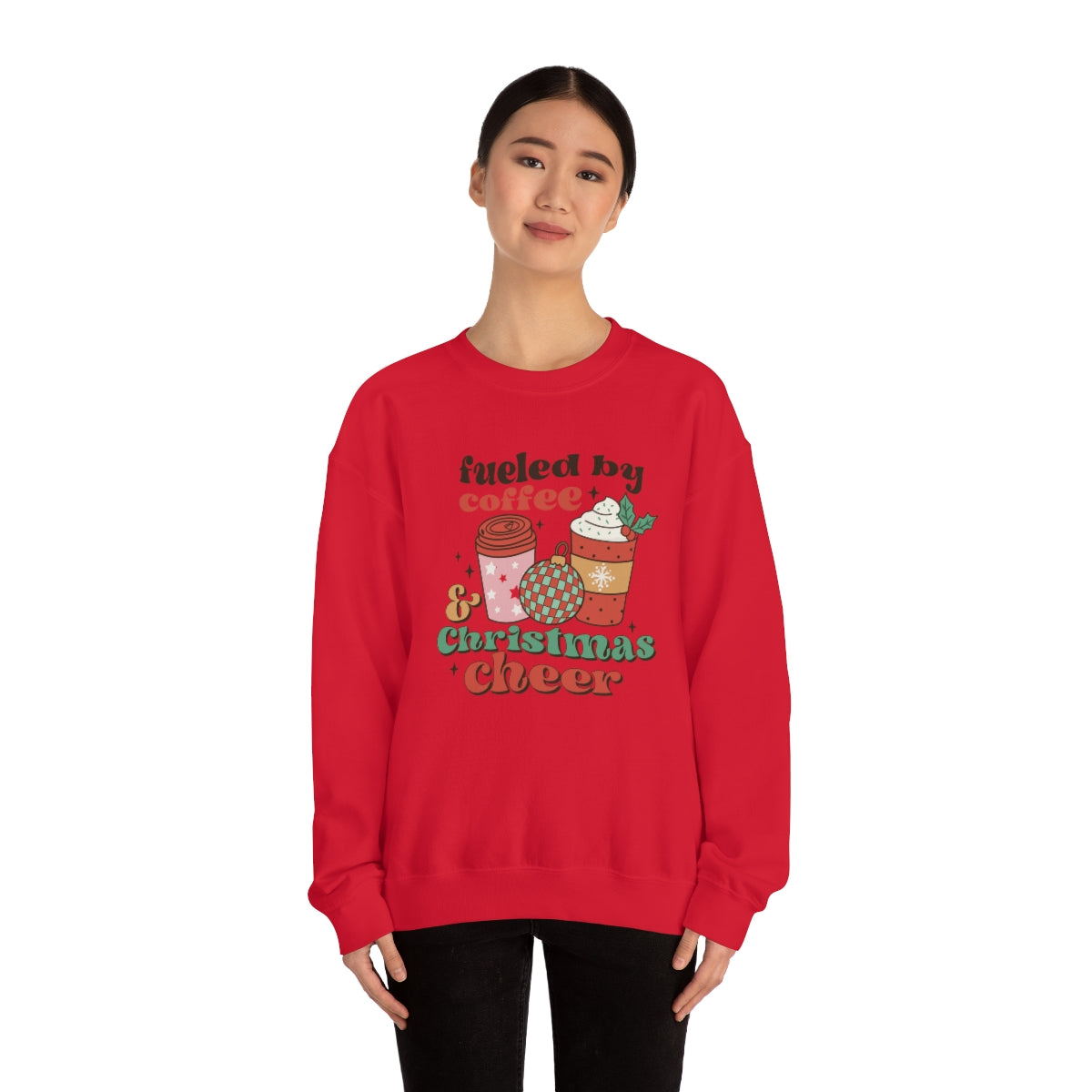 Fueled by Coffee and Christmas Cheer Xmas Holiday Sweatshirt