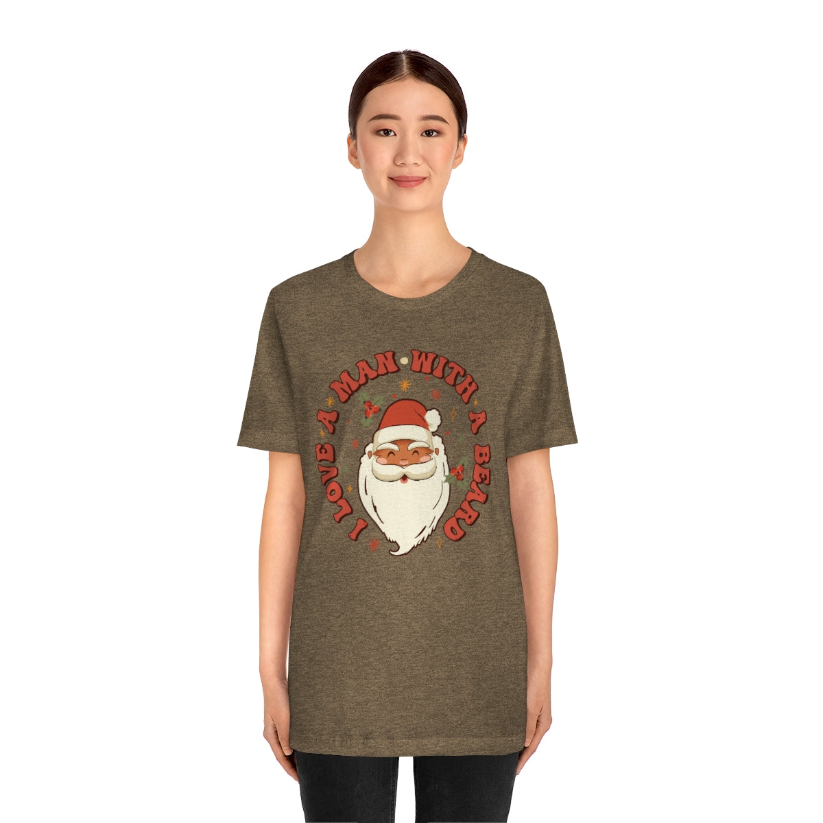 I Love a Man With A Beard Santa Christmas Tshirt