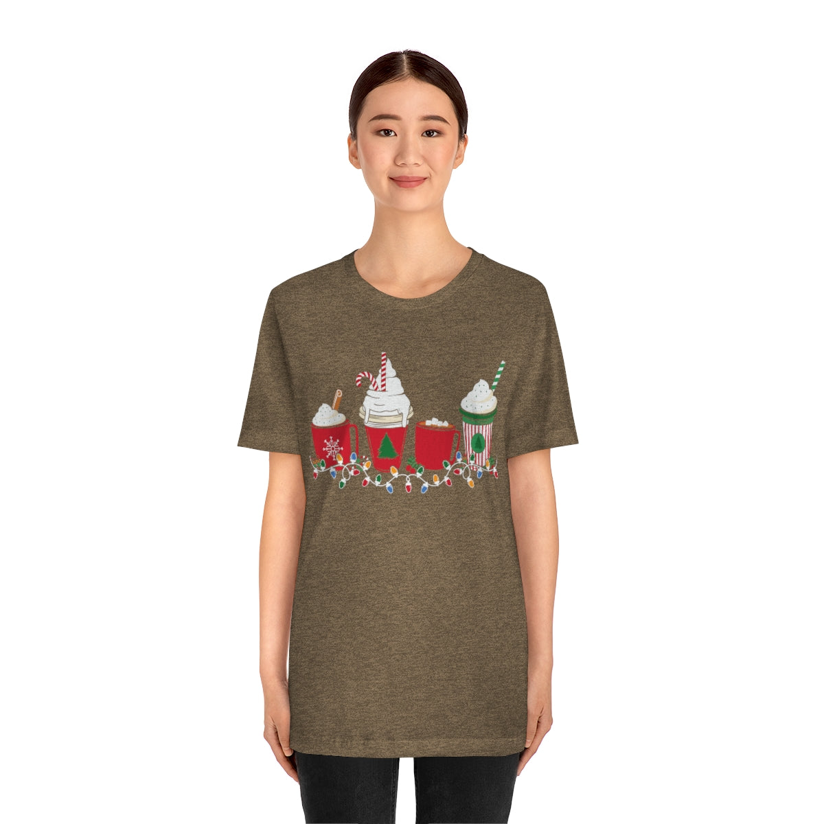 Starbucks Themed Peppermint Coffee Cups Christmas Holiday Tshirt