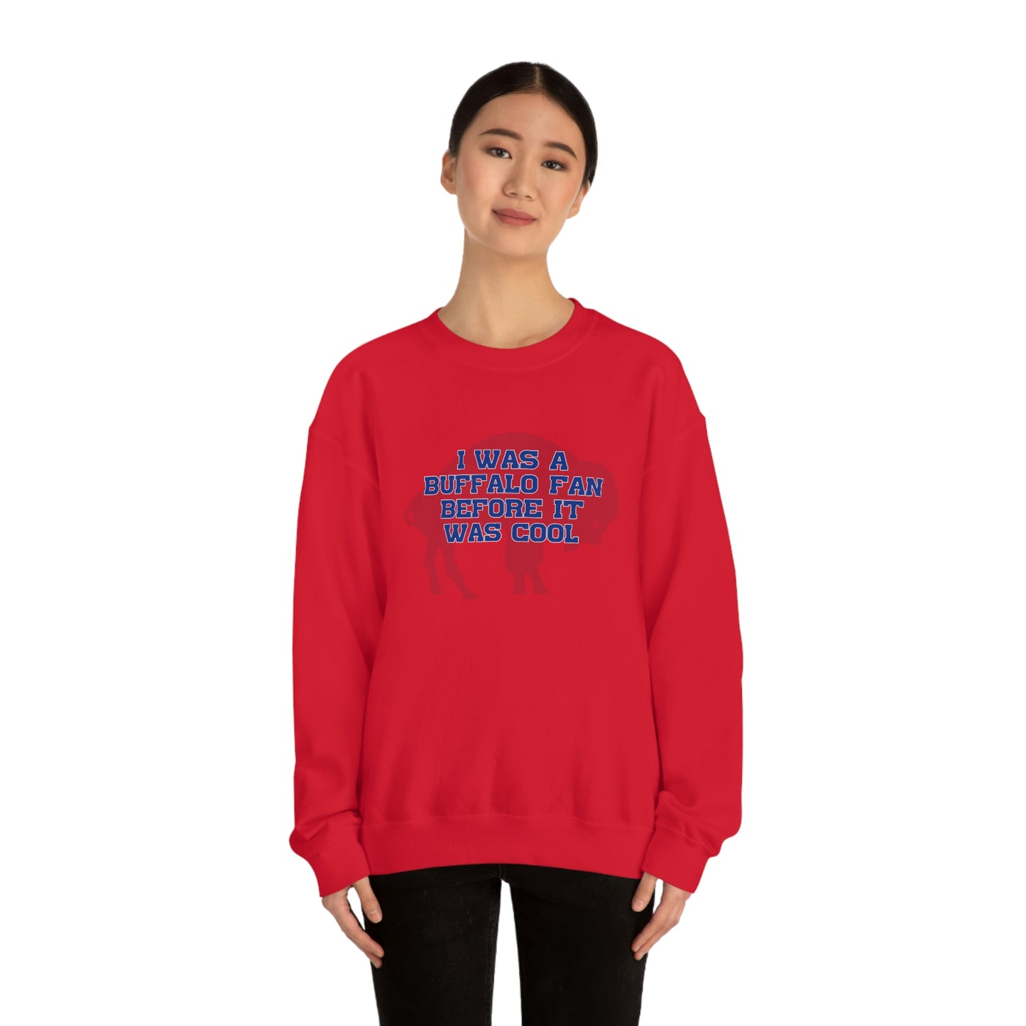 I Was a Buffalo Fan Before it was Cool Retro Red Logo Bills Mafia Football Crewneck Sweatshirt