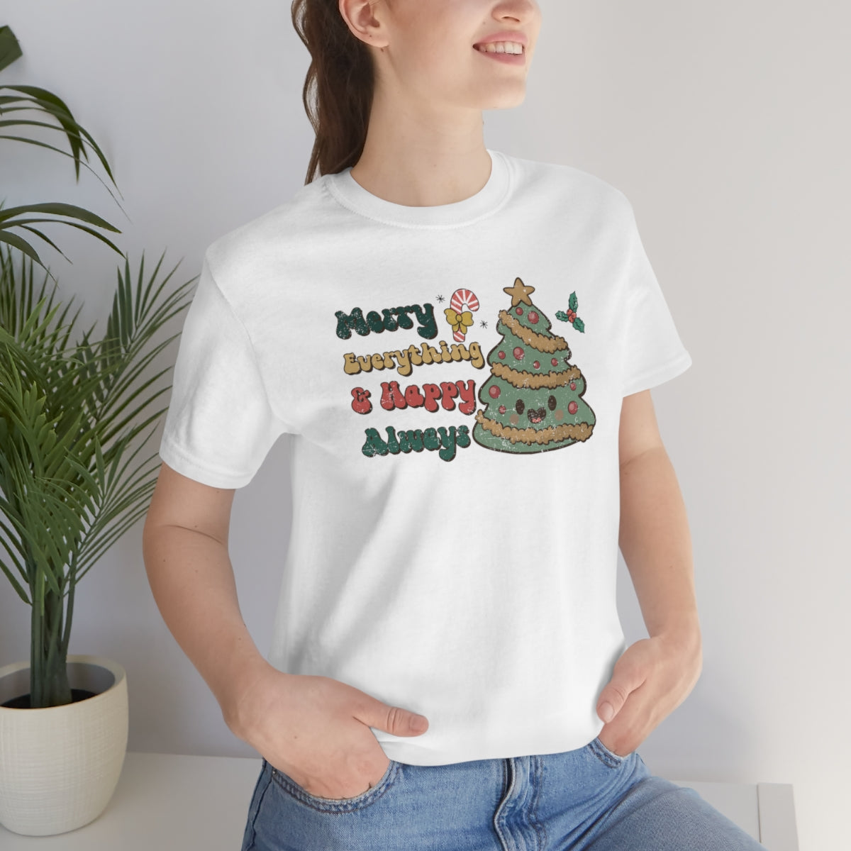 Merry Everything Tree Retro Christmas Tshirt